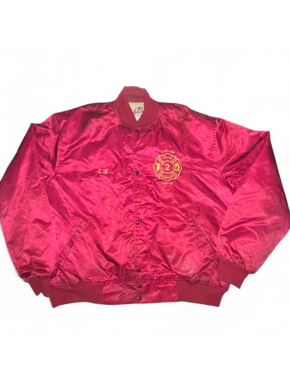 Vintage 1977-78 Dumont Truck Co. 2 Fire Dept Satin Jacket USA Made 4XL